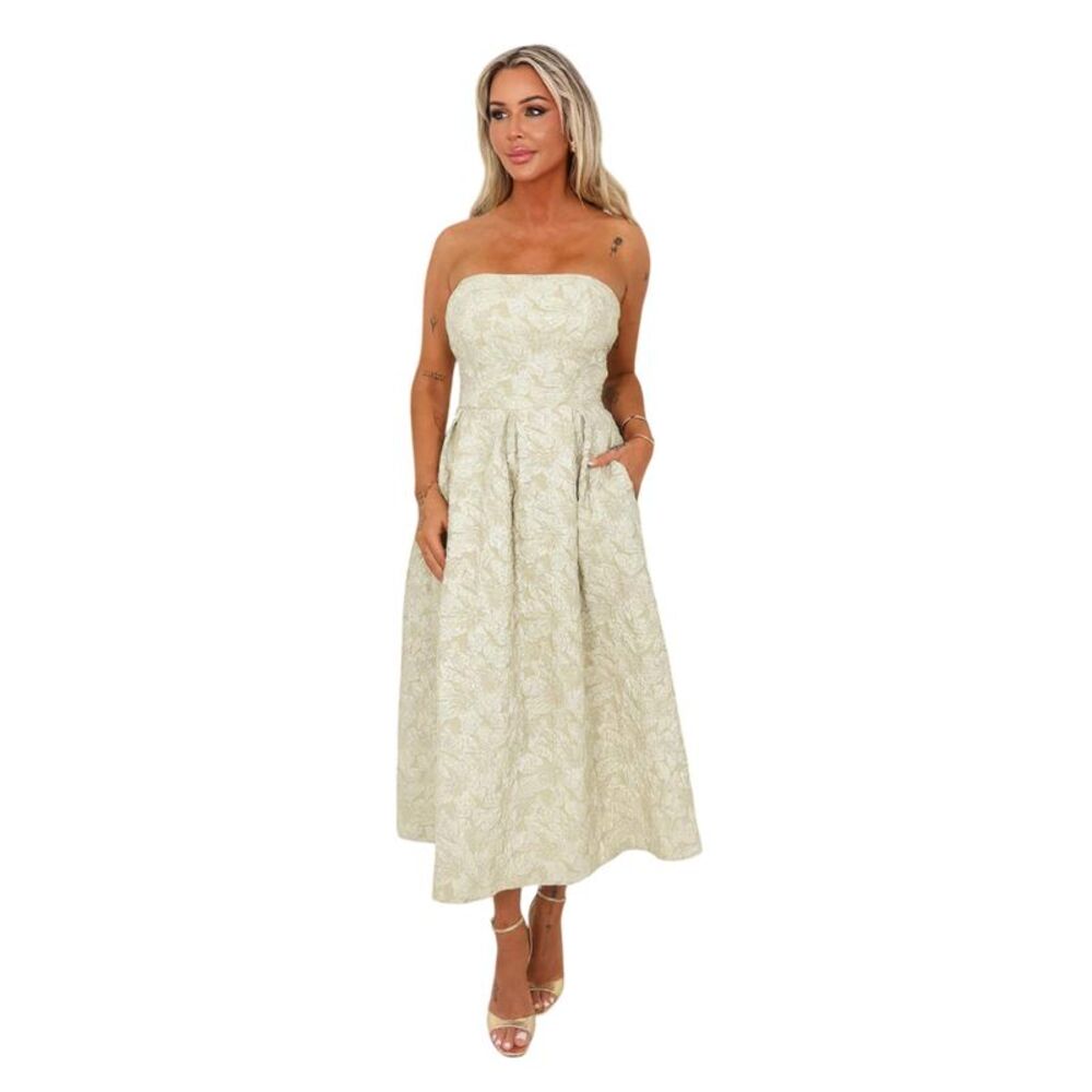 AX Paris Womens/Ladies Floral Jacquard Bandeau Midi Dress / Sage